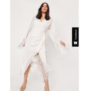 Nasty Gal Plus Size Fringe Detail Wrap Bridal Dress